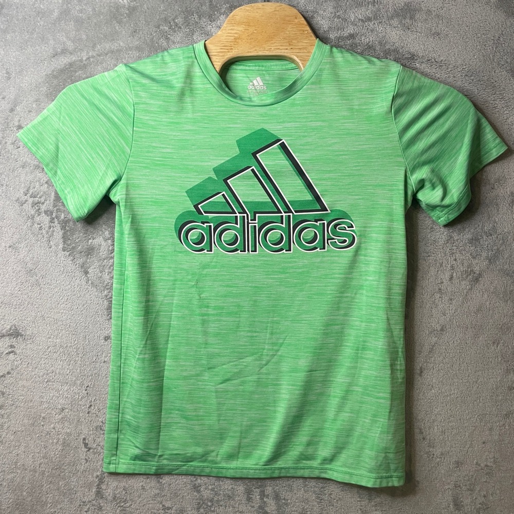 Adidas Athletic T-Shirt Boys Large (14/16) Green‎ Activewear Training Tee